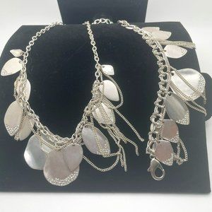 Brass Princess Necklace and Bracelt with charms and chrystal stone accents. NWT